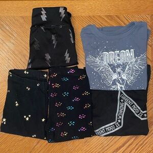 Bundle of Girls Size 6 - 2 Shirts, 3 Leggings